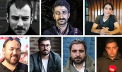 Haklarında dava açılan yedi gazetecinin fotoğrafının yer aldığı bir kolaj