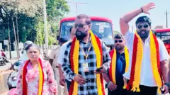 कन्नड़ समर्थकों का प्रदर्शन