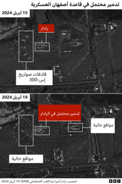 صور SAR (رادار الفتحة التركيبية) التي التُقطت فوق أصفهان.