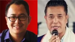 पत्रकार किशोरचंद्र और राजनीतिक कार्यकर्ता एरेन्ड्रो (बाएं)