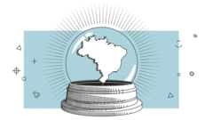 Ilustração de um globo de vidro com um mapa do Brasil antes