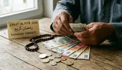Un homme fait le décompte de la Zakat-el Fitr 