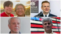 Los 5 fallecidos eran: (izquierda a derecha, arriba) Shahzada y Suleman Dawood, Hamish Harding; (abajo) Paul-Henry Nargeolet y Stockton Rush.