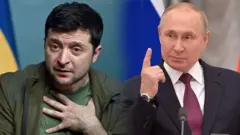 El presidente de Ucrania, Volodymyr Zelensky, y el presidente de Rusia, Vladimir Putin