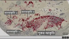 ইন্দোনেশিয়ার গুহায় পাওয়া প্রাচীনতম প্রতিনিধিত্বমূলক শিল্প। 