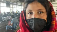 কাবুল বিমানবন্দরে সোহিনী সরকার। রবিবার