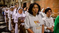 Umat Katolik mengikuti Misa Requiem di Gereja Katedral, Jakarta, Kamis (24/4/2025).