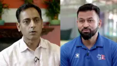 क्रिकेट खेलाडी विनोद भण्डारी र नेपाली क्रिकेट टोलीका पूर्वकप्तान पवन अग्रवाल।