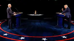 U.S. President Donald Trump speaks during the third and final presidential debate with Democratic presidential nominee Joe Biden at Belmont University in Nashville, Tennessee, U.S., October 22, 2020