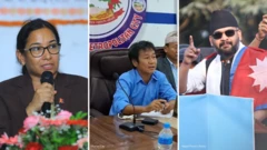 रेणु दाहाल, हर्क साम्पाङ् र बालेन शाहको कोलाज तस्बिर