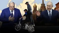 Rossiya va Belarus presidentlari migrantlar fonida.