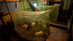 Crianças dormindo com rede protetora