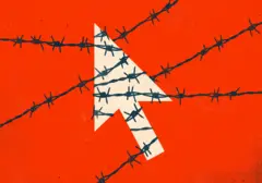 Dikenli tellerle sarılı bir imleç görseli.