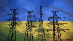 Ілюстративне фото ЛЕП на тлі українського прапору