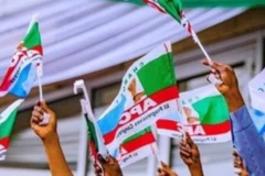 Wasu mutane na ɗaga tutar APC 