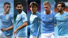 Phil Foden, Ilkay Gundogan, David Silva, Kevin de Bruyne and Bernardo Silva