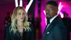 Cameron Diaz e Jamie Foxx em cena de De Volta à Ação