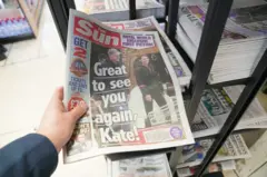 Foto do jornal The Sun com imagemapostas spacemanKate na capa