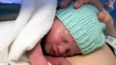 Baby Amy Isabel photographed soon after being born