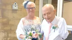 Jim Hawkins, 81, and Lyne 64, after the ceremony