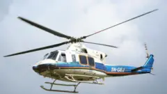 Police helicopter on patrol during di governorship election for Anambra state, 2021
