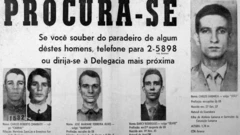 Cartaz de "procura-se" com foto de Lamarca e outros quatro homens