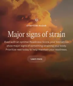 Cópia de tela da notificação de 'sinais importantes' do anel inteligente Oura
