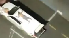 Brazil bank robbery video show armed robbers tie hostages to getaway car for Araçatuba