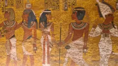 Picture in Interior of King Tutankhamun's Tomb and Wall Paintings in Tomb of Tutankhamun