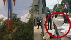 เพจเฟซบุ๊กของกัมพูชาเพจหนึ่งโพสต์อ้างว่า นี่คือภาพของทหารไทยที่เสียชีวิตจากการสู้รบ แต่ข้อเท็จจริงคือเป็นภาพของร่างทหารกัมพูชา 12  นายที่ฝ่ายความมั่นคงของไทยกำลังดำเนินการส่งมอบคืนให้กับกัมพูชา ณ จุดผ่านแดนถาวรช่องสะงำ อ.ภูสิงห์ จ.ศรีสะเกษ เมื่อวันที่ 27 ก.ค. ที่ผ่านมา 
