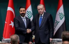 Türkiye Cumhurbaşkanı Recep Tayyip Erdoğan (solda) ile Irak Başbakanı Ali Zeydi (solda), 28 Temmuz 2026 tarihinde Ankara’da, ikili ve heyetler arası görüşmelerinin ardından Beştepe'de ortak basın toplantısı düzenledi.