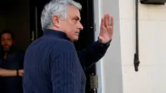 Jose Mourinho arriving at home after being sacked by Spurs