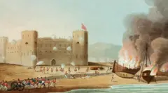 رسم يمثل الحملة البريطانية ضد القواسم في عام 1809