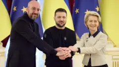 Шарль Мишель, Владимир Зеленский и Урсула фон дер Ляйен