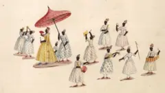 Procession de la reine noire à la fête des rois, illustrée par Carlos Julião