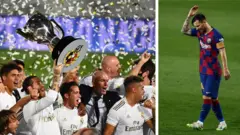 Awọn agbabọọlu Real Madrid ati Lionel Messi