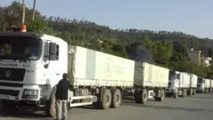 ሰብዓዊ እርዳታ የጫኑ መኪኖች