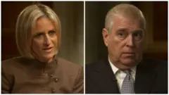 Emily Maitlis entrevistando al príncipe Andrés.