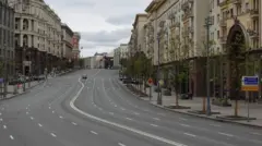 Empty Tverskaya Street in Moscow
