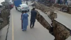 Damaged road in Jatlan village, near Mirpur, Pakistan-administered Kashmir Photo: 24 September 2019