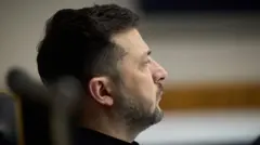 Президент Зеленский. Фотография со встречи президента Зеленского и американской делегации.