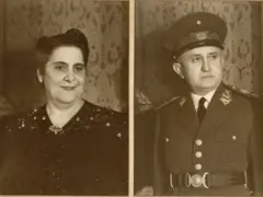 Dois retratossignificado das apostas de futebolpreto e branco. De um lado, uma mulher brancasignificado das apostas de futebolvestido preto, cabelo arrumado, do outro, um militar fardadosignificado das apostas de futebolquepe