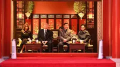 Melania Trump e Donald com Xi Jinping e sua esposa Peng Liyuan na Cidade Proibida em 2017