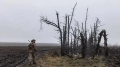 Солдат ВСУ в поле