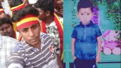 பொறியியல் கல்லூரி மாணவர் கிஷோர் (இடது), தனது தாயுடன் சென்றபோது உயிரிழந்த பத்து வயது சிறுவன் ப்ரித்திக் (வலது)