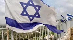 Banderas de Israel en límites de asentamientos. 