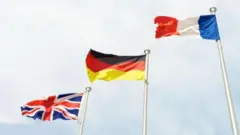 پرچم های سه کشور اروپایی