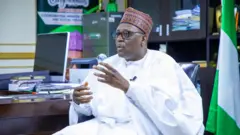 Foto of Prof. Muhammad Ali Pate, Minister of Health and Social Welfare for Nigeria wen im dey tok to BBC Pidgin for exclusive interview for Abuja, Nigeria capital.