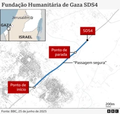 Mapa da Fundação Humanitária em Gaza