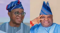 Aworan Gomina Ademola Adeleke ati Gomina Tẹle Gboyega Oyetola